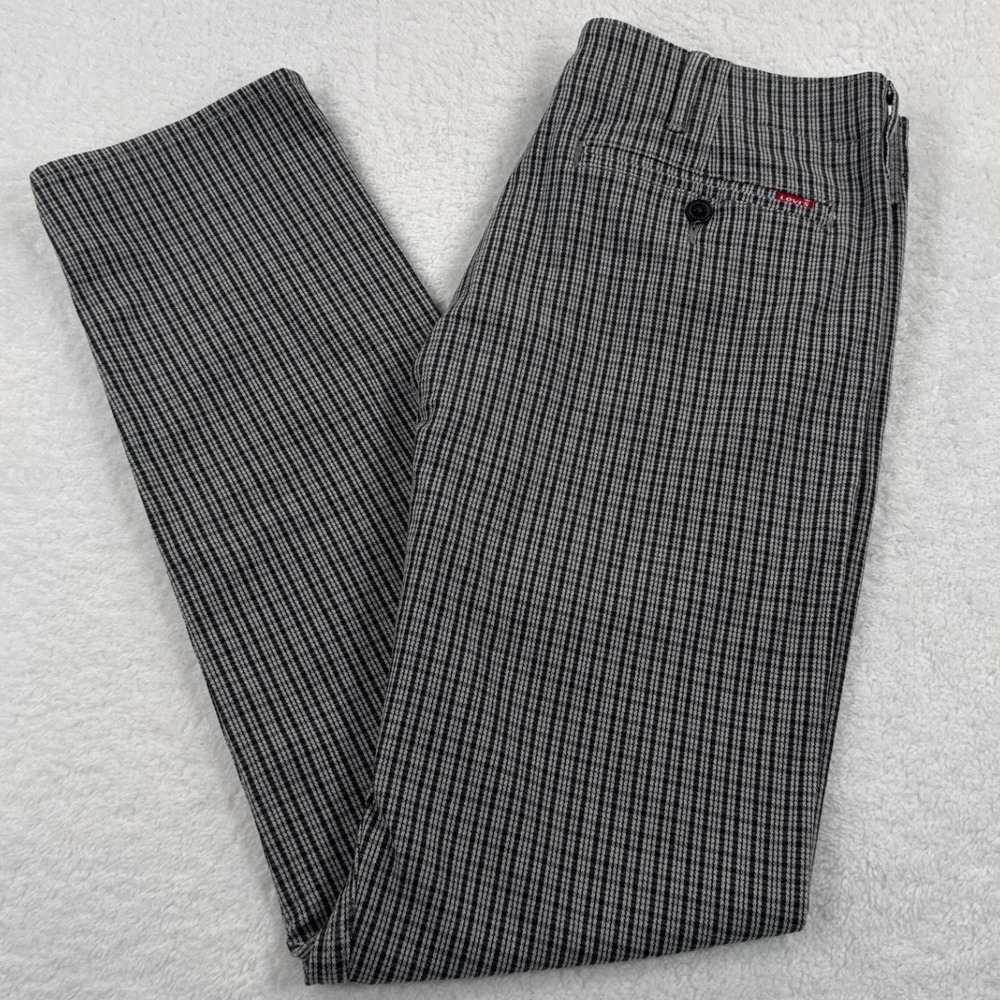 Levi Strauss & Co Mens32x32 Black Gray Micro Check Chino Pants Two Horse